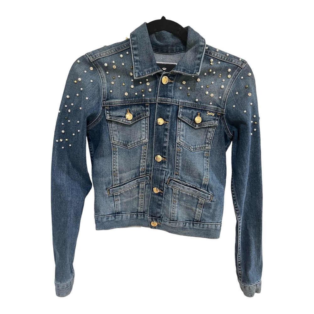 Juicy Couture women’s stretch studded jean jacket. Size XS. Never worn!